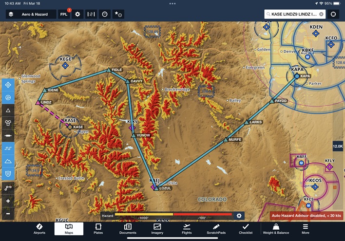 ForeFlight updated its hazard advisor feature to make it as useful for planning as it has been for situational awareness. Image courtesy of ForeFlight.