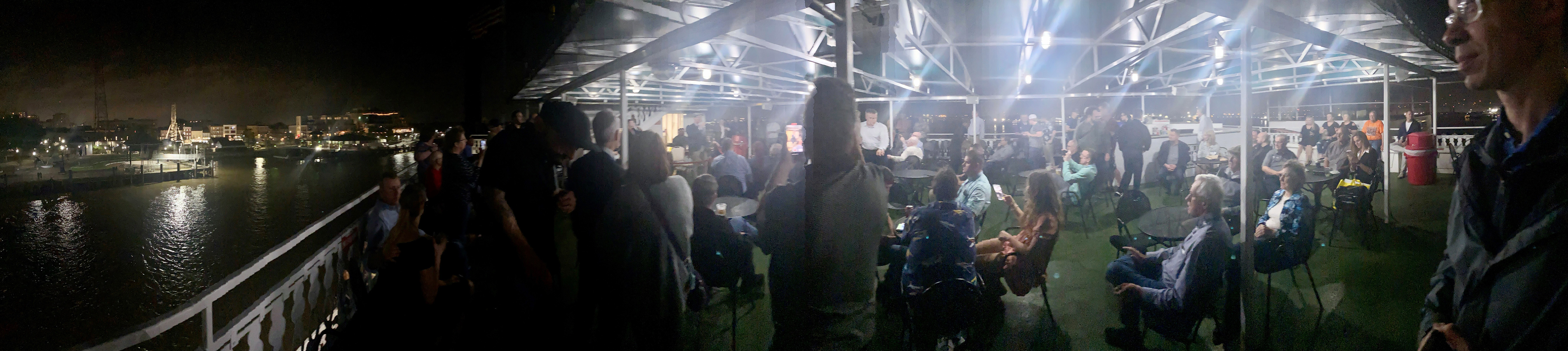 Richard "Piano" Scott and his New Orleans Jazz Band entertained guests after dinner on the top deck of the riverboat "City of New Orleans" during Garmin's dealer appreciation party during the AEA convention on March 29. Photo by Jim Moore.