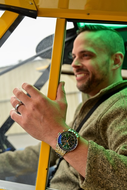 Breitling offers its 2022 Navitimer in three sizes (41 mm, 43 mm, or 46 mm), with a case made of steel or 18-karat red gold matched with a metal or alligator strap. Photo by David Tulis.