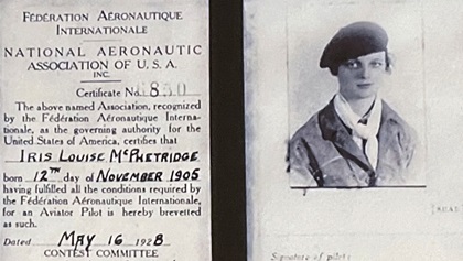 Louise Thaden's pilot's license. Photo by MeLinda Schnyder.