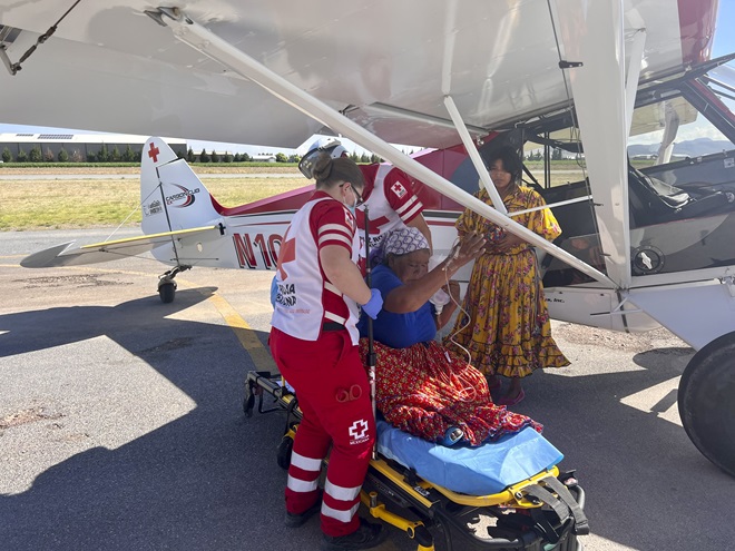Patients are carried out of the Carbon Cub and placed onto a stretcher once they arrive at the hospital. Photo courtesy of Brent Dodd.