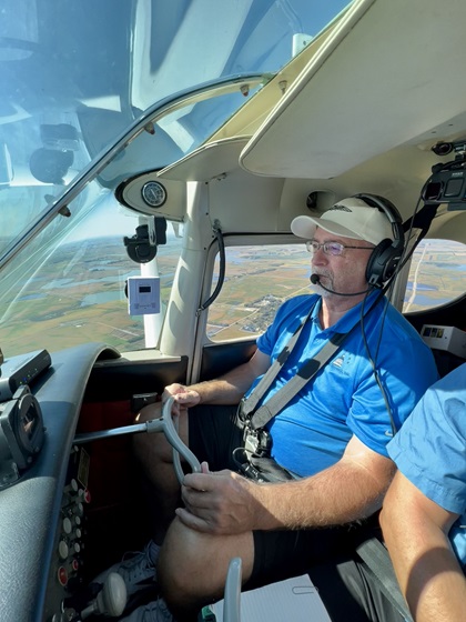 Steve ‘Otto Pilot’ Webb at the controls again over Clark, South Dakota. Photo by Erick Webb.