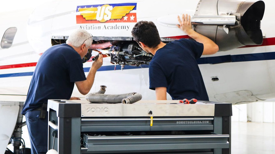 Texas residents ages 18 to 24 are eligible for tuition-free aviation maintenance training through the US Aviation Academy and North Texas Job Corps Center. Photo courtesy of US Aviation Academy.