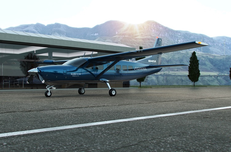 Rendering of Surf Air Mobility's hybrid-electric Cessna Grand Caravan. Photo courtesy of Surf Air.