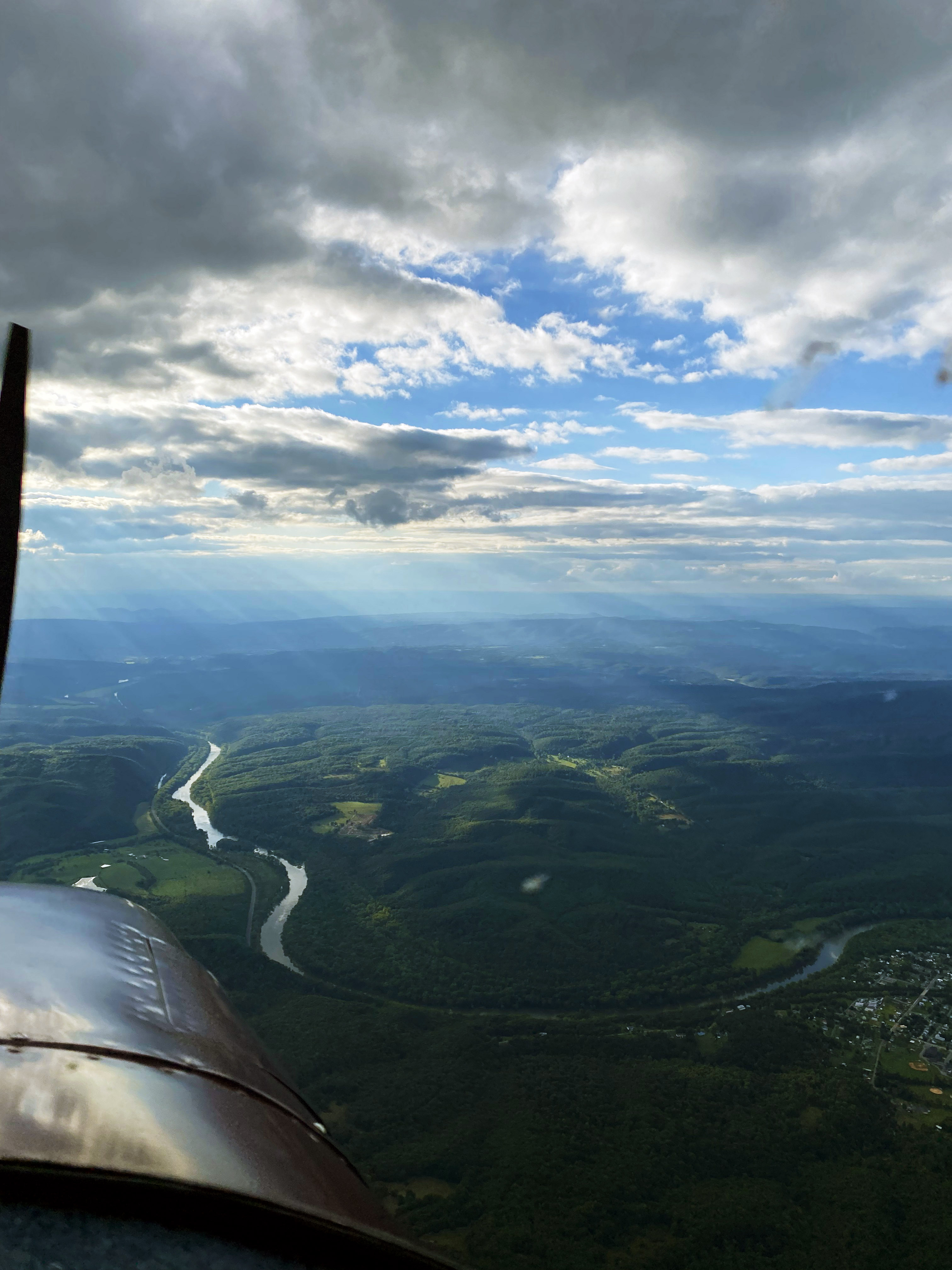 Winding rivers cut through the rolling landscape along the route between Ohio and Maryland. Photo by Alyssa J. Cobb.