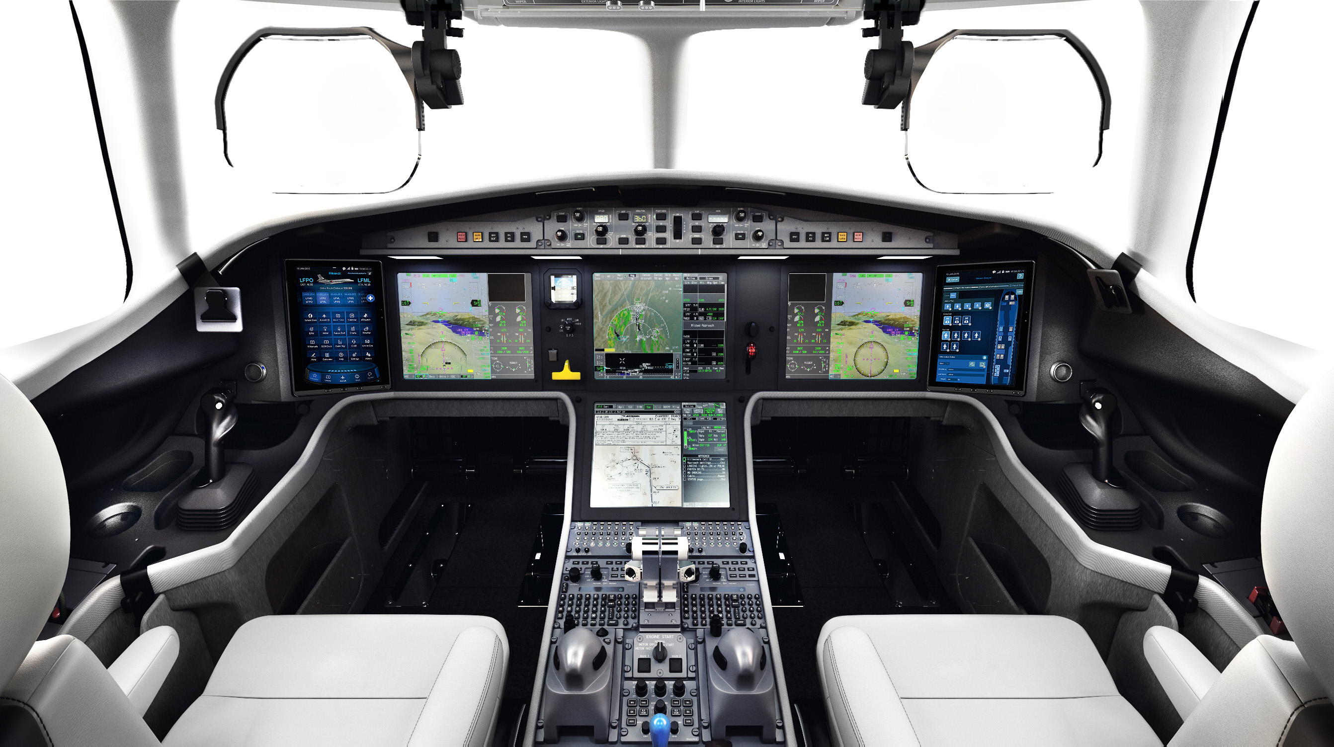 The Falcon 6X flight deck. Photo courtesy of Dassault Aviation.