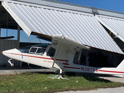 One of several many aircraft and hangars damaged at Venice Municipal Airport. Photo by David Wimberly.