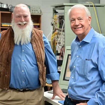 General Aviation Modifications Inc. cofounders George Braly, left, and Tim Roehl built a business around fuel injectors before inventing a 100-octane unleaded aviation fuel that the FAA approved for widespread use. Photo by David Tulis.