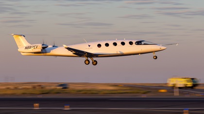 Eviation's Alice lifted off September 27. Photo courtesy of Eviation Aircraft Inc.