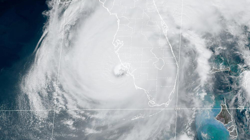 A satellite image of Hurricane Ian making landfall September 28. Photo courtesy of the National Oceanographic and Atmospheric Administration.