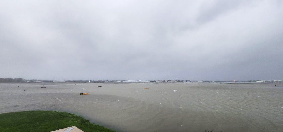 Waves washed over runways and taxiways at Naples Municipal Airport in Florida on September 29. Photo by Andy Dimitriou.