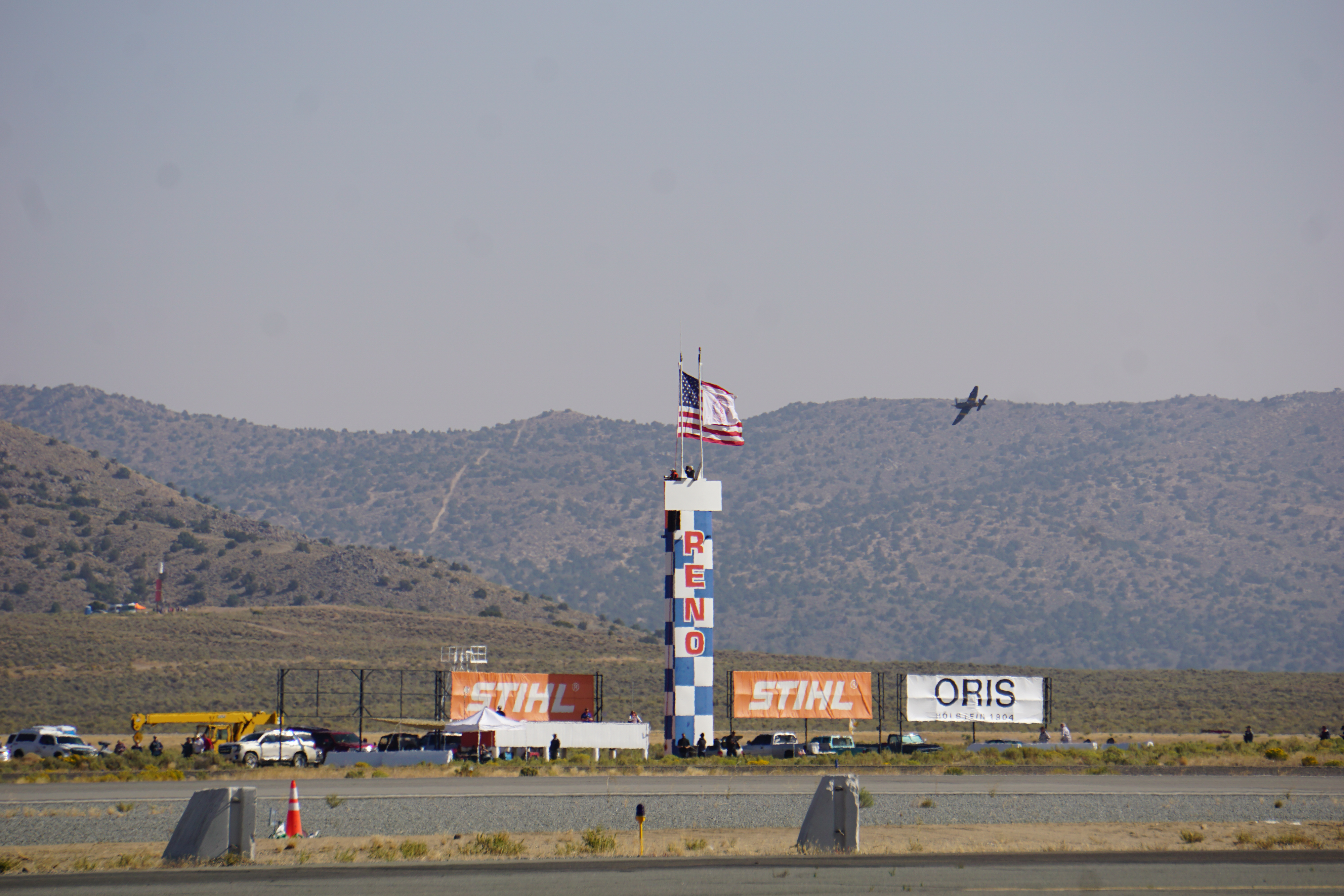 A Hawker Sea Fury races behind the Home Pylon. Photo by Cayla McLeod Hunt.