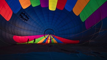 A preflight inspection underway by Maryland balloon pilot Patrick Smith. Photo by Chris Rose.