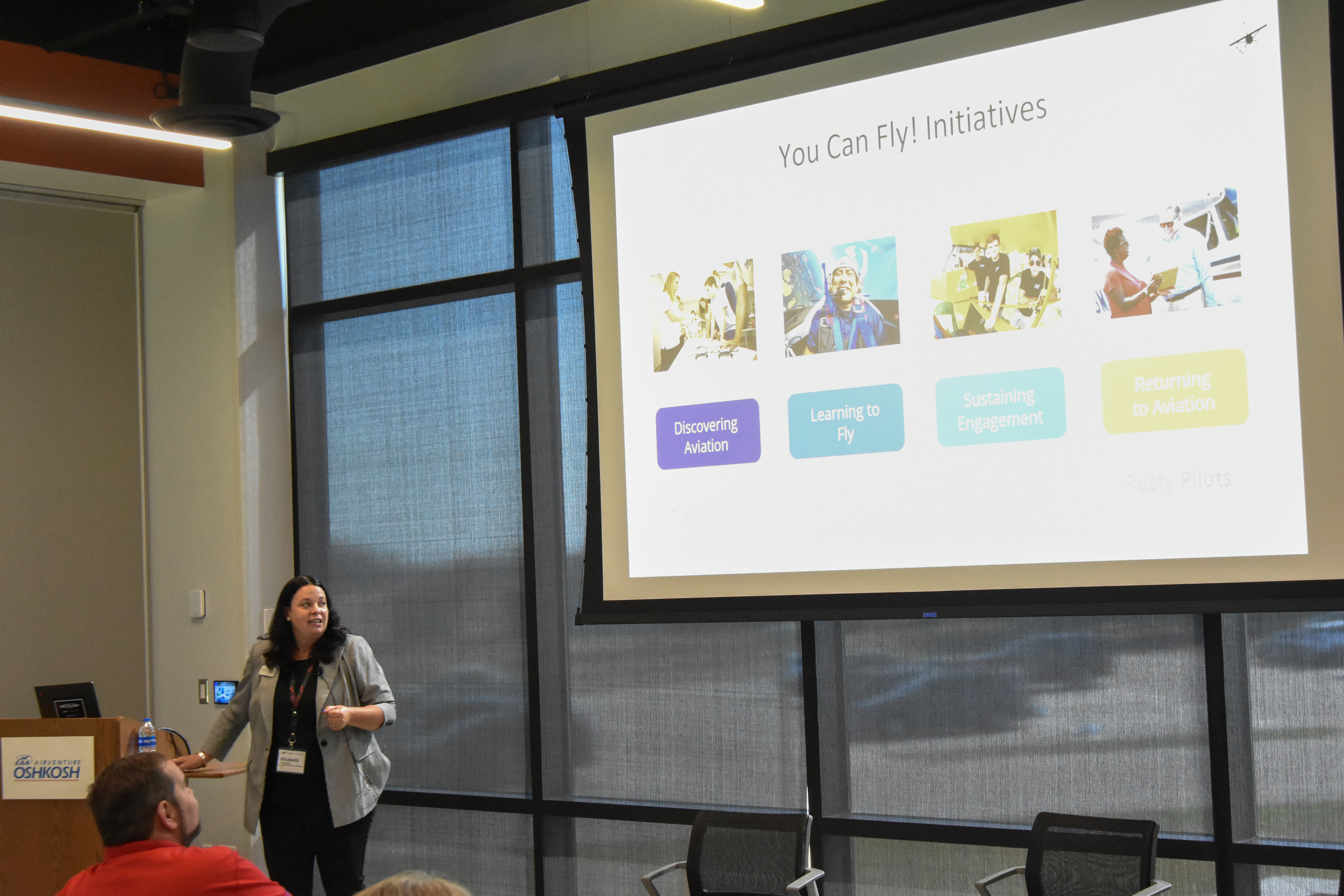 AOPA Foundation Senior Vice President Elizabeth Tennyson presented updates on various initiatives to increase the pilot population. Photo by Stephen Schroeder.