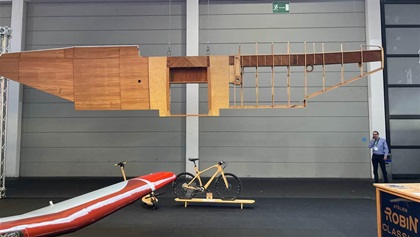 Robin Aircraft’s show exhibit includes a wing demonstrating various stages of its construction. Photo by Sylvia Horne. 