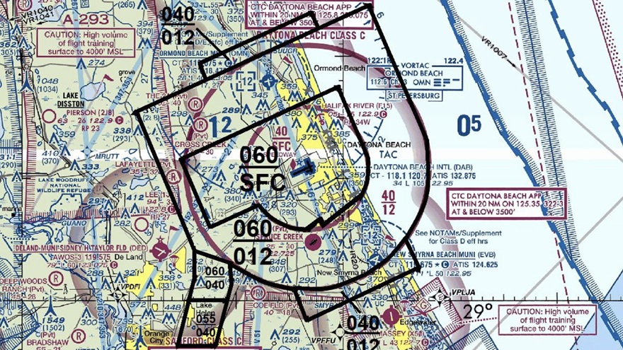 Proposed Class C airspace at Daytona International Airport. Image courtesy of FAA.
