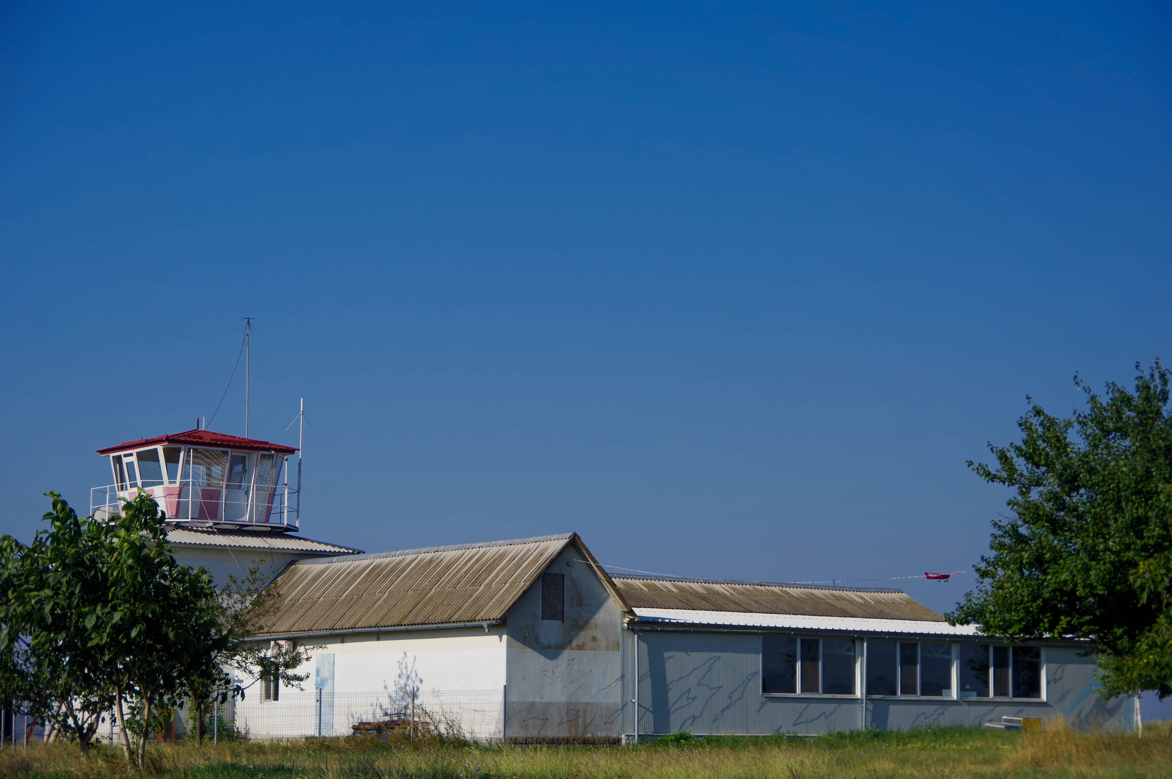 The tower and administration building are presently occupied by the only skydiving operation in Moldova. Photo by Conner Wilson.