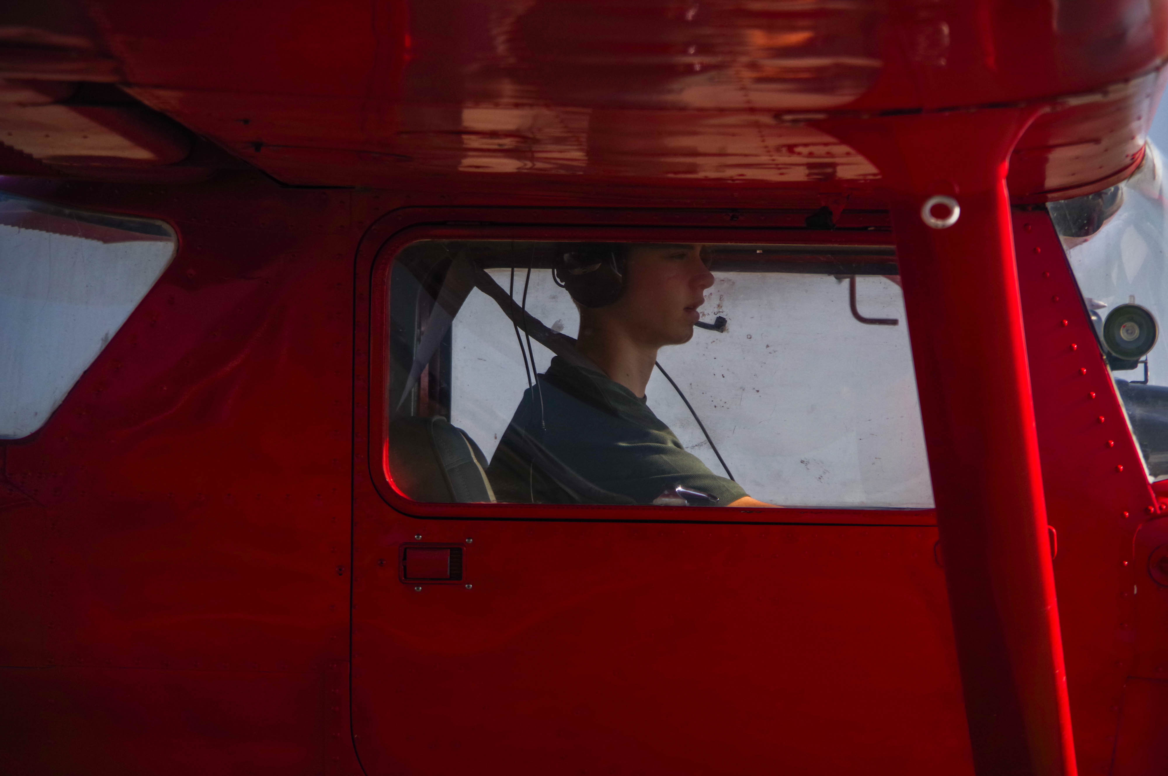 Taking off for his third solo flight, Vladislav Russu prepares to taxi from the apron. Photo by Conner Wilson.