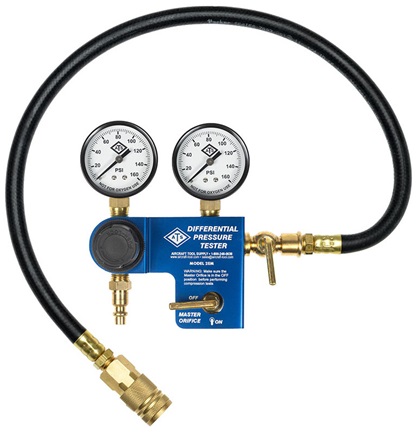 Modern compression testers include a built-in calibrated orifice tester. Photo courtesy of Aircraft Tool Supply.