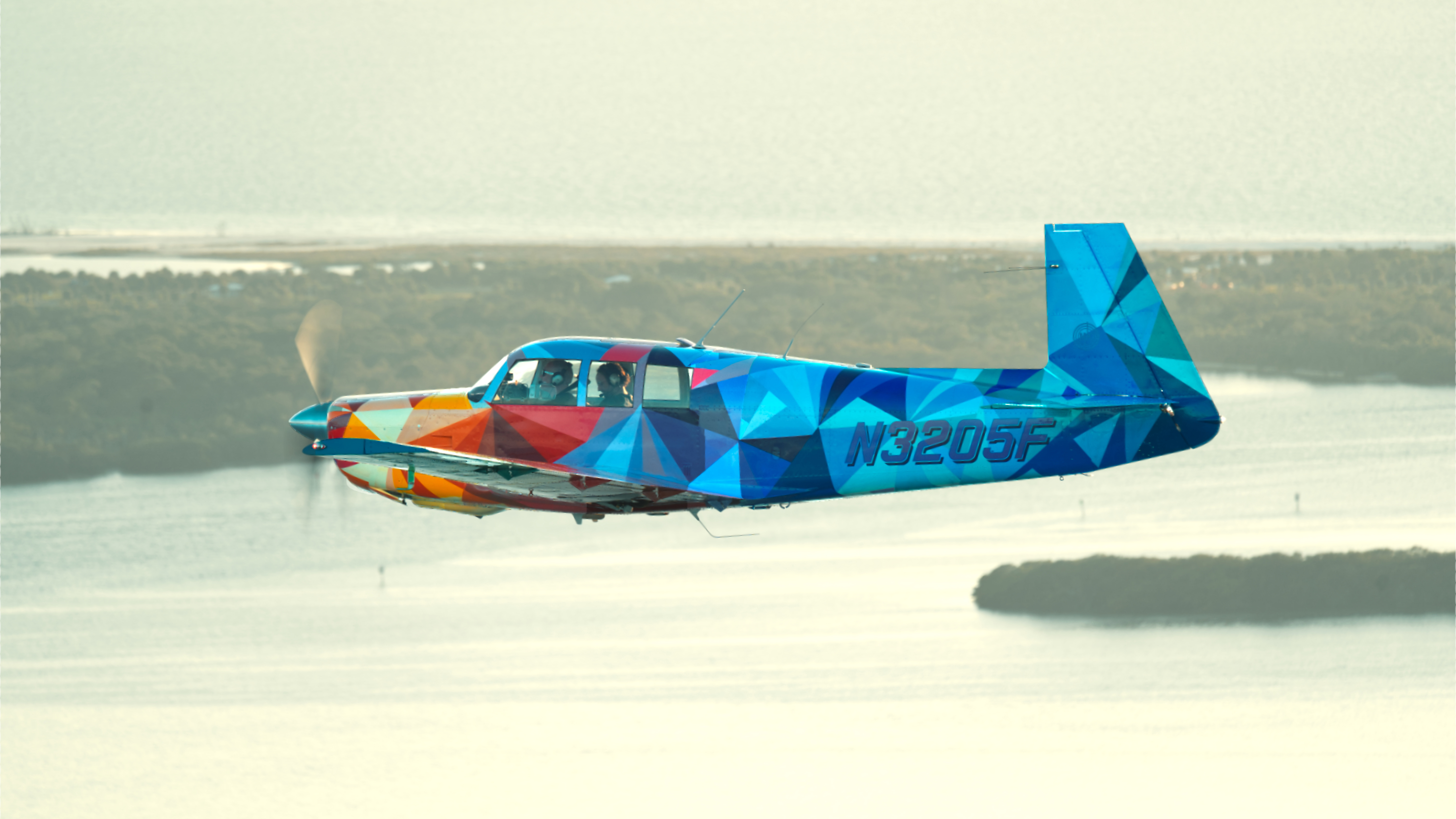 The Mooney ‘Anomaly’ flies over Tampa Bay, Florida. Photo by Collateral Beauty Films.