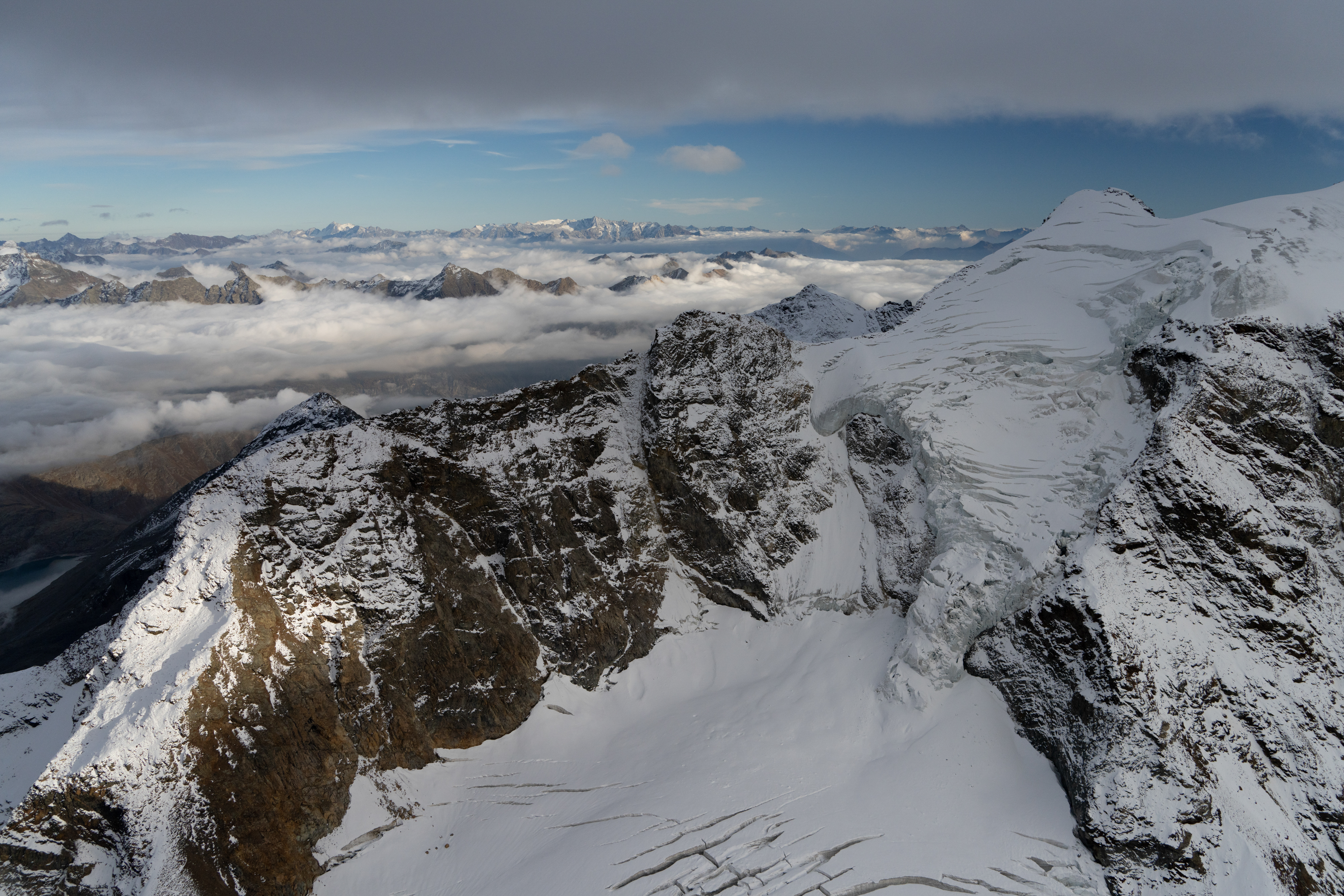 Persgletscher and the Italian border. Photo by Garrett Fisher.