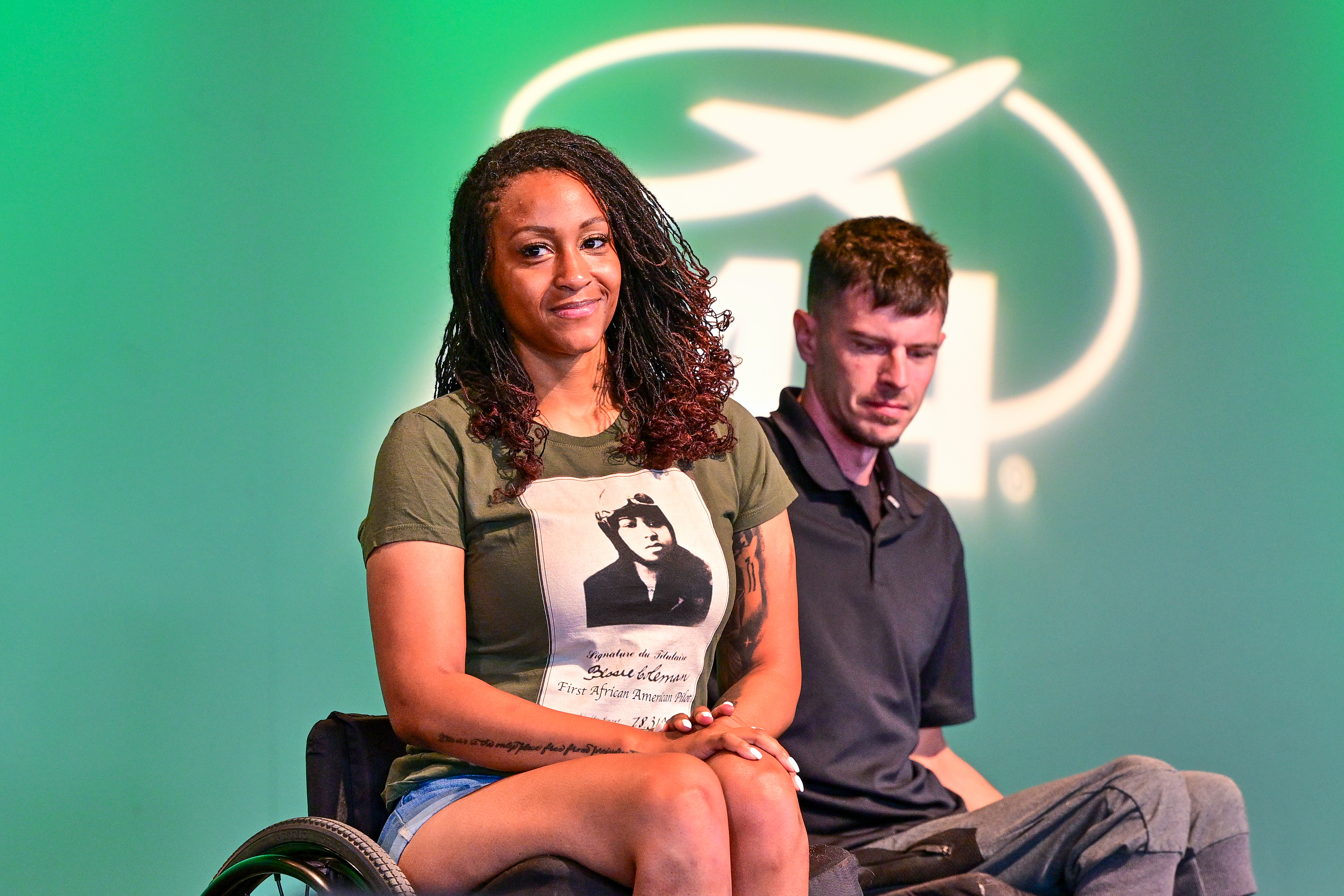 Two-time Able Flight scholarship winner Leslie Irby is recognized at a class of 2023 pinning ceremony July 25. Photo by David Tulis.