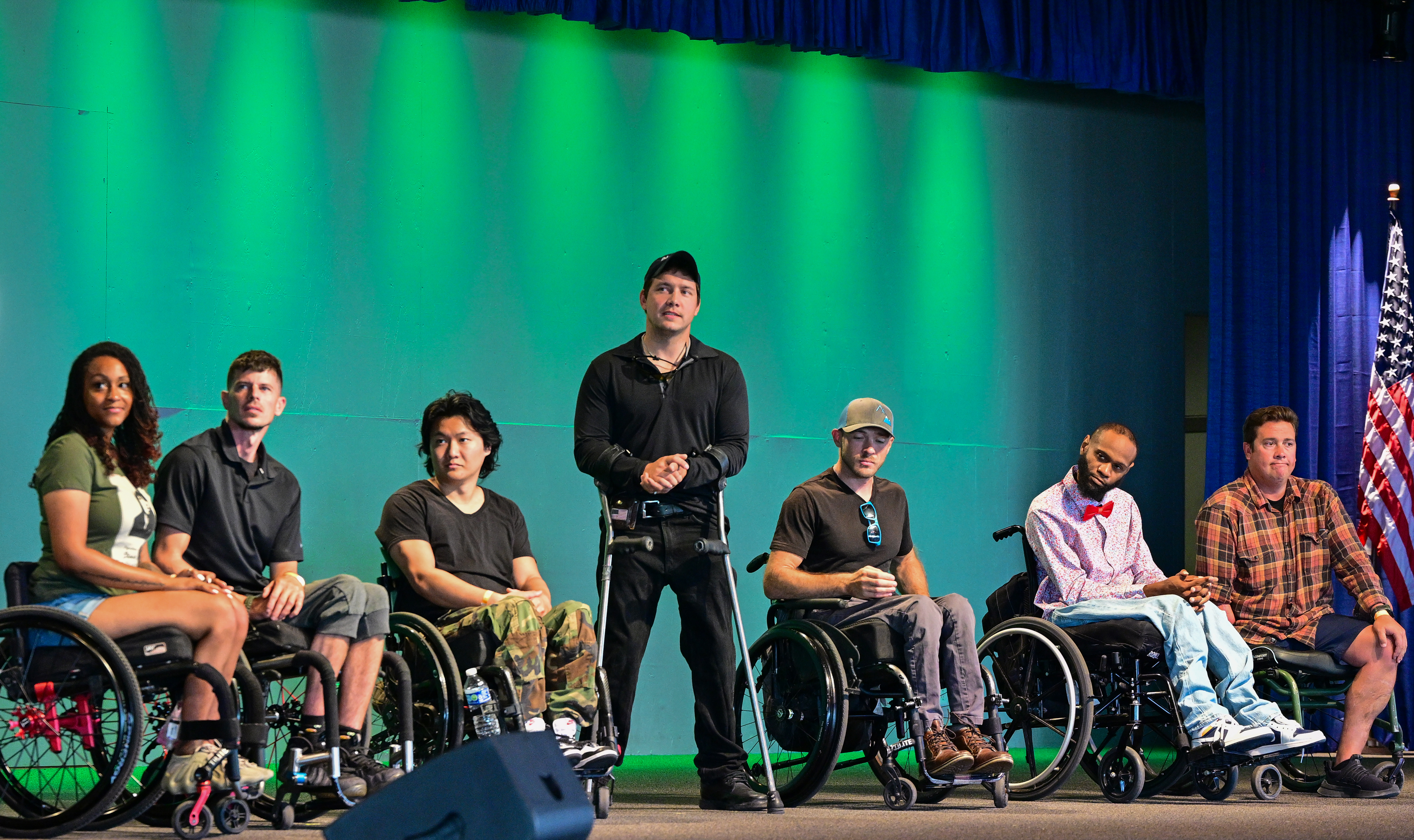 All seven Able Flight class of 2023 scholarship winners are recognized during a pinning ceremony. Photo by David Tulis.