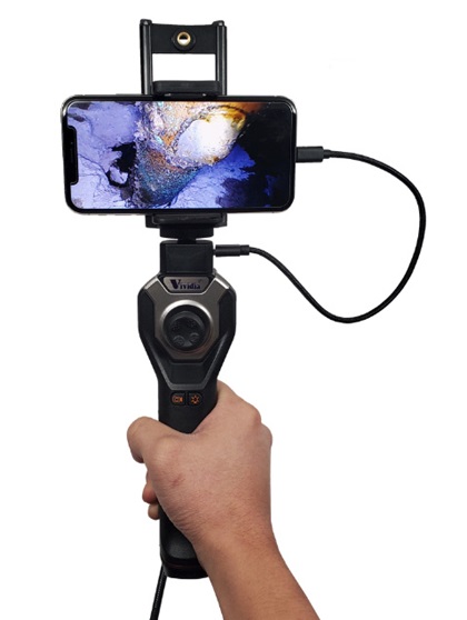 A high-end borescope such as this Vividia CX-6078i can make the process much easier and assist your mechanic by providing outstanding images. Photo courtesy of Oasis Scientific.