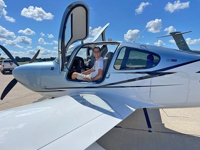 Tomer Kashi, CEO and cofounder of SkyWatch, on the way to EAA AirVenture Oshkosh. Photo courtesy of SkyWatch.