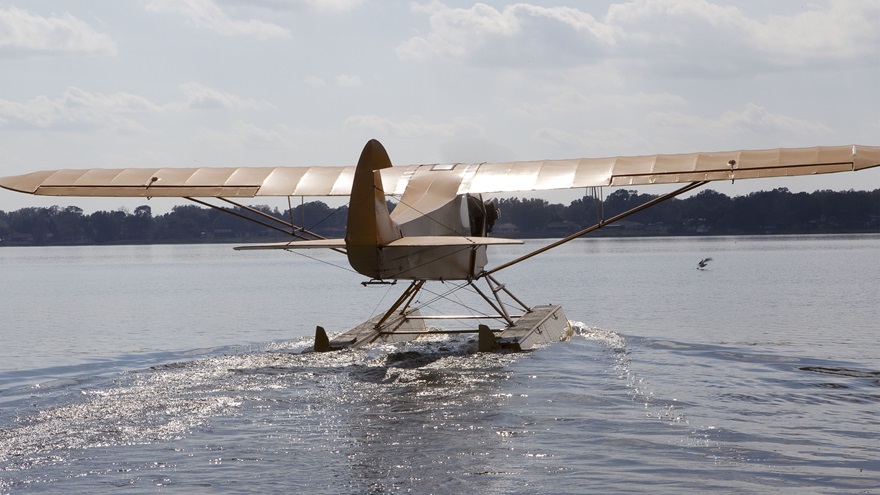 A Piper J-3 Cub taxis out of Jack Brown's Seaplane Base in 2011. Photo by Chris Rose.