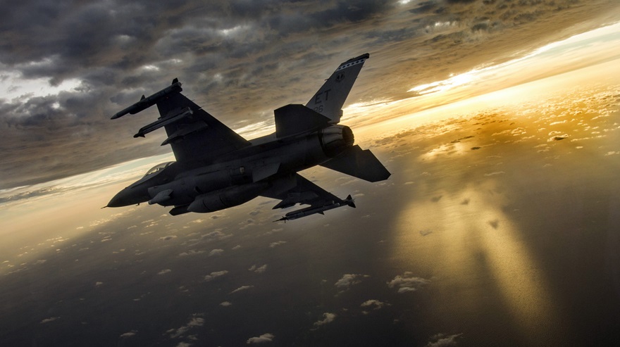 A U.S. Air Force F-16 Fighting Falcon based at Eglin Air Force Base in Florida during a 2019 mission. U.S. Air Force photo by Tech. Sgt. John Raven.