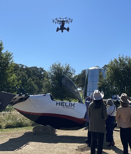 Lift Aircraft demonstrated its 18-rotor Hexa personal eVTOL. Photo by Tom Haines.