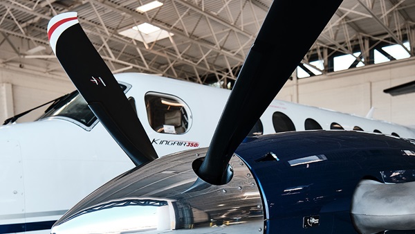 The first installation of McCauley's C780 propeller on a customer's Beechcraft King Air 350. Photo courtesy of McCauley Propeller Systems.