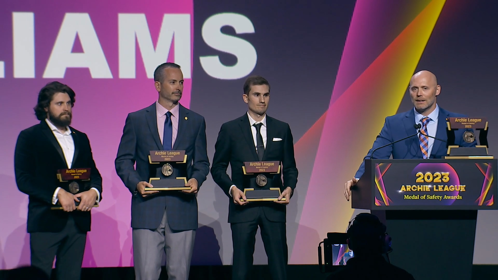 Controllers Daniel Clifton, John 'Casey' Hovis, Tyler Wilke, and Matt Williams accept their award. Image courtesy of NATCA.