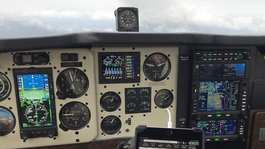 Does a compass still make sense alongside modern electronic flight displays? Photo courtesy of Jeff Simon.