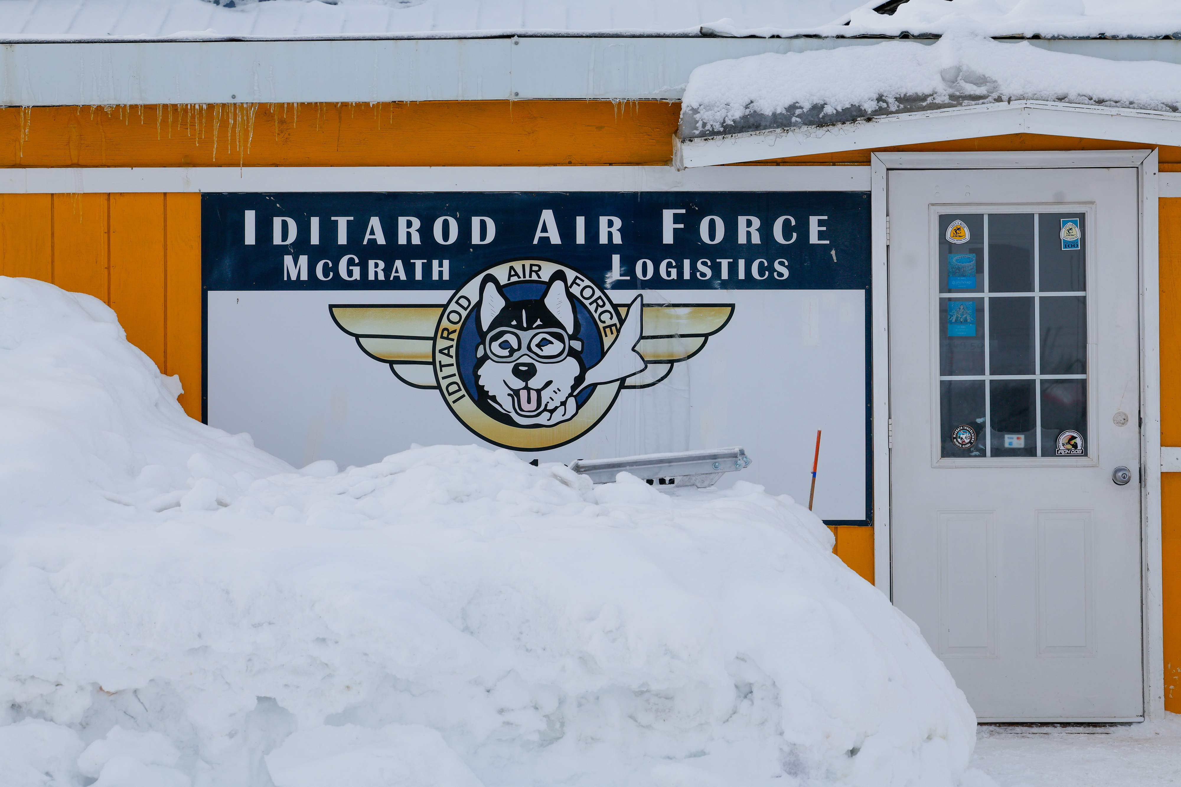 Heavy snowfall ahead of the race only slightly slowed the logistics operation at McGrath. Photo by Chris Rose.