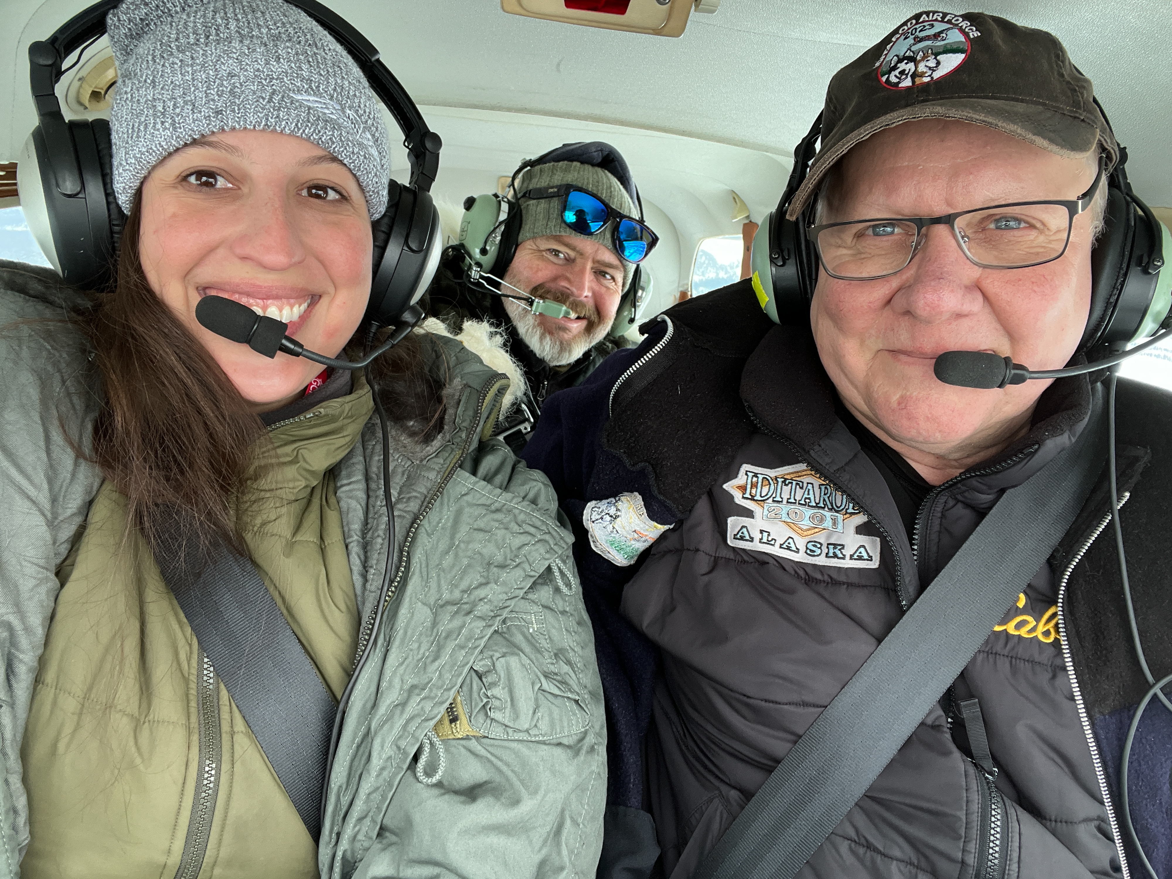 The author, left; AOPA Senior Photographer Chris Rose in the back seat; and pilot Monte Mabry. Photo by Alicia Herron.