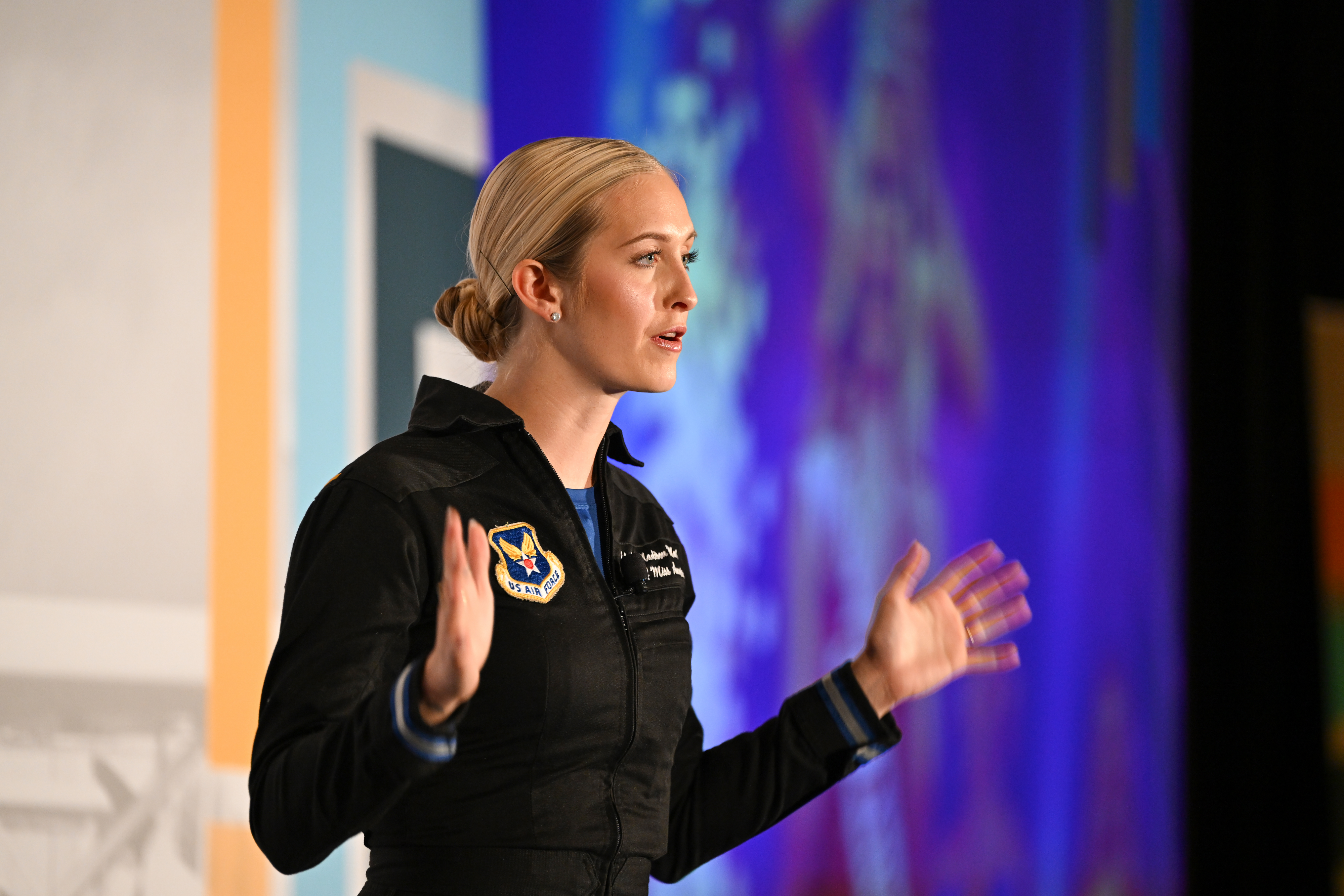 Miss America and U.S. Air Force 2nd Lt. Madison Marsh delivers the closing keynote speech. Photo by David Tulis.