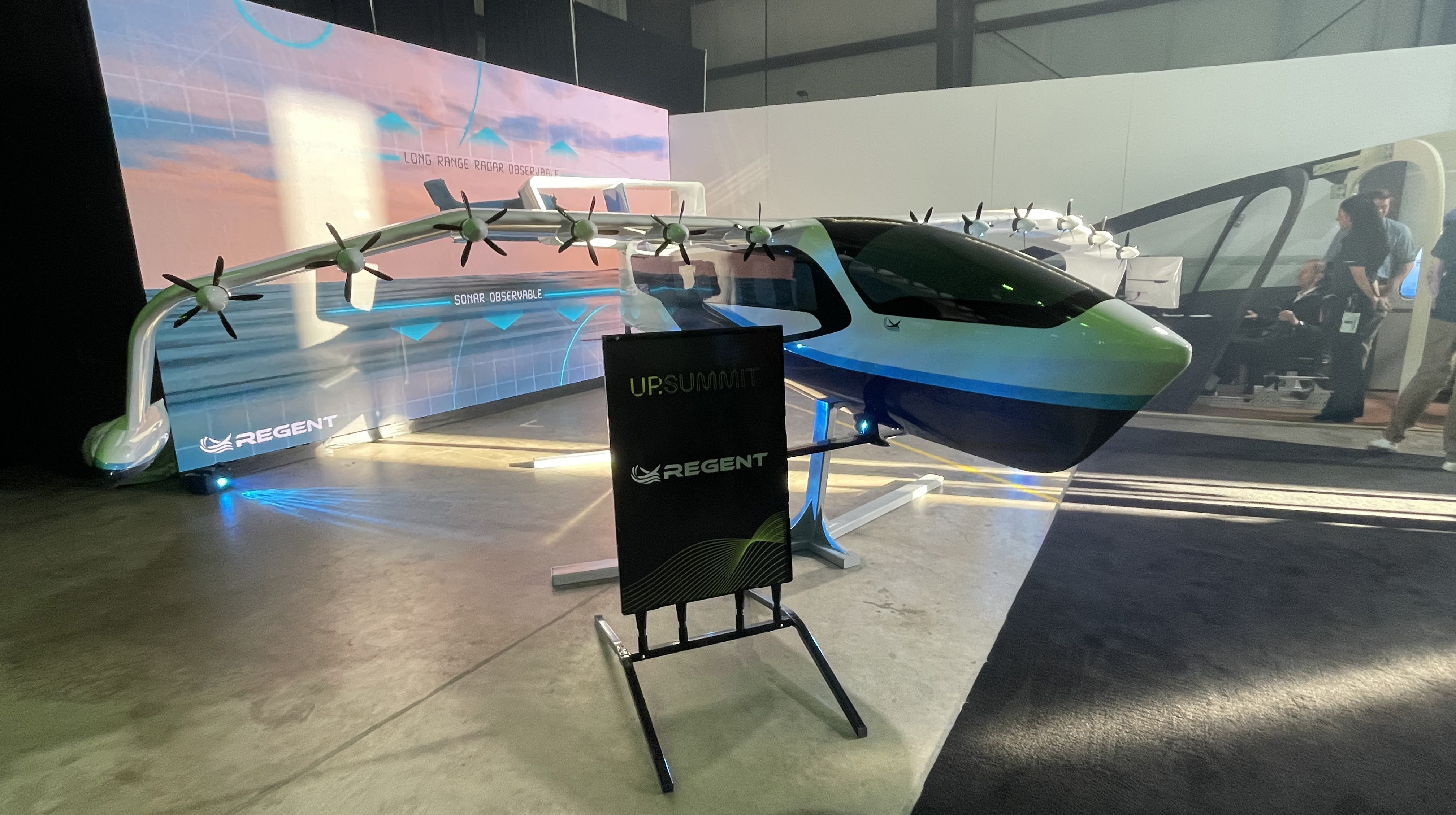 Regent showcased a scale model of its Viceroy seaglider at UP.Summit. Besides coastal and intra-island transportation, the company sees the vehicle as an excellent tool for disaster relief in coastal areas. Photo by Tom Haines.