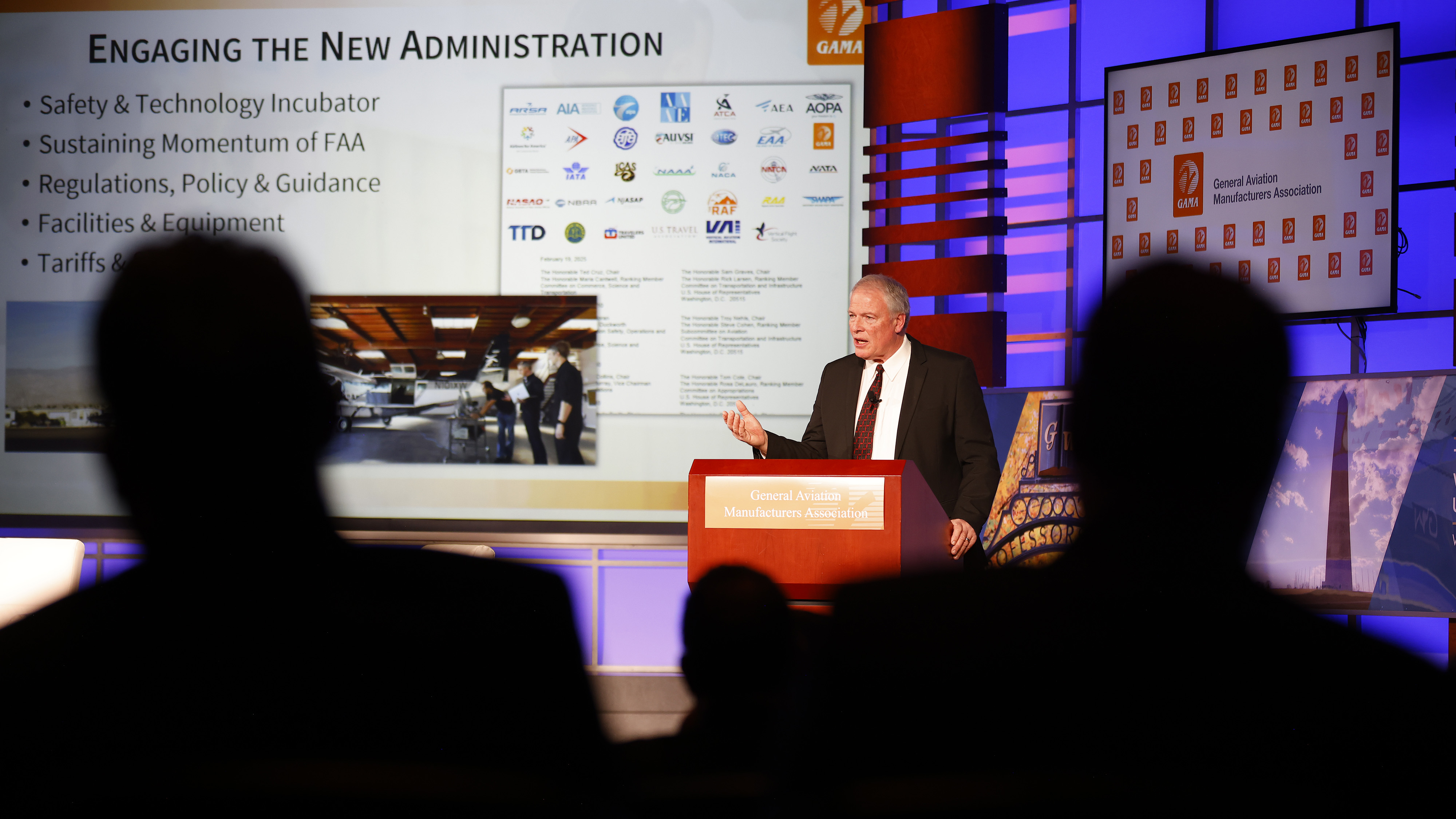 GAMA CEO Pete Bunce said the message sent to Congress by a coalition of aviation groups on February 19 seeking FAA modernization without privatization marked the first time in his long career that so many disparate interests have aligned on an important message. "I have never seen the entire industry come together in one voice," Bunce said. Photo by Rebecca Boone.