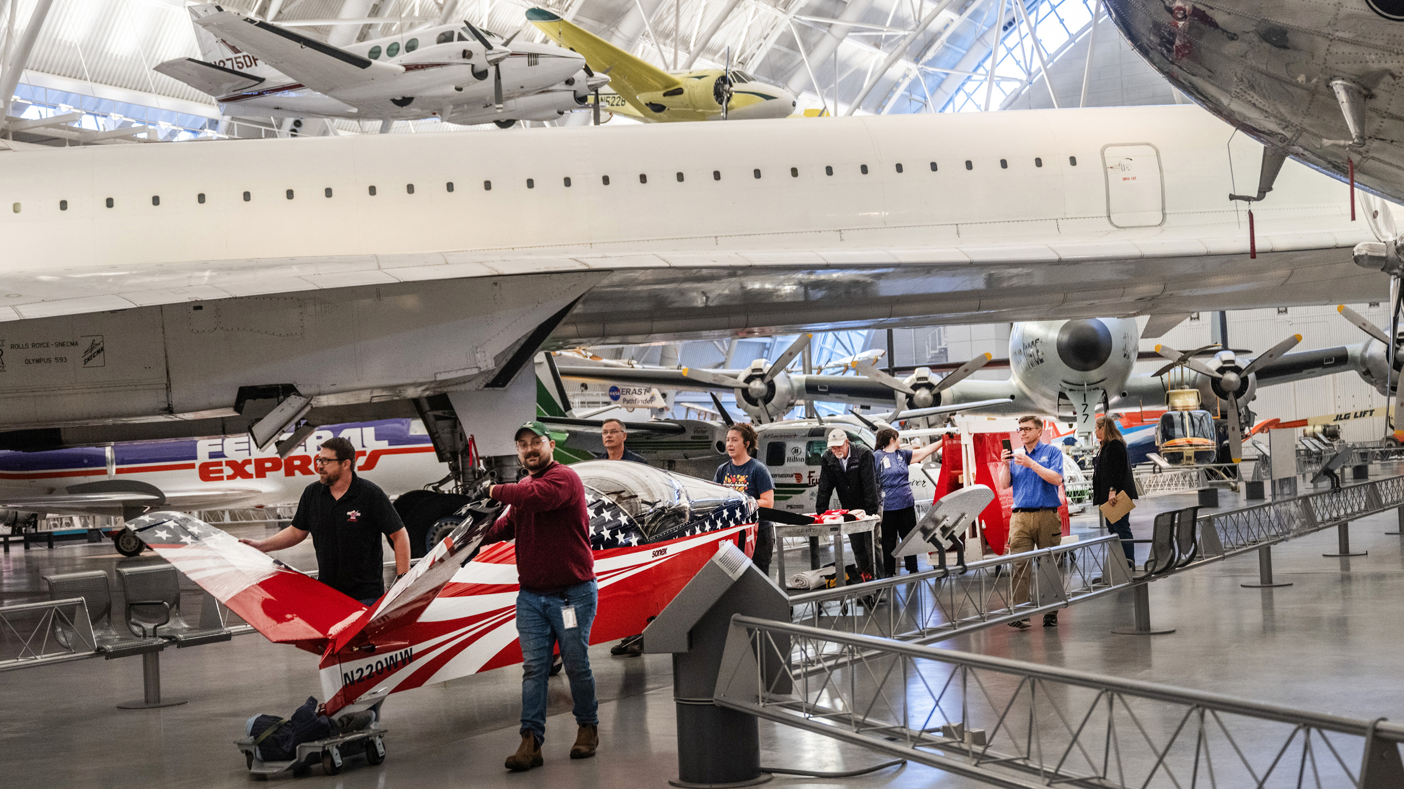 The Sonex Waiex-B dubbed 'One Week Wonder' is moved to its permanent spot at the Steven F. Udvar-Hazy Center in Chantilly, Virginia. Photo courtesy of EAA.
