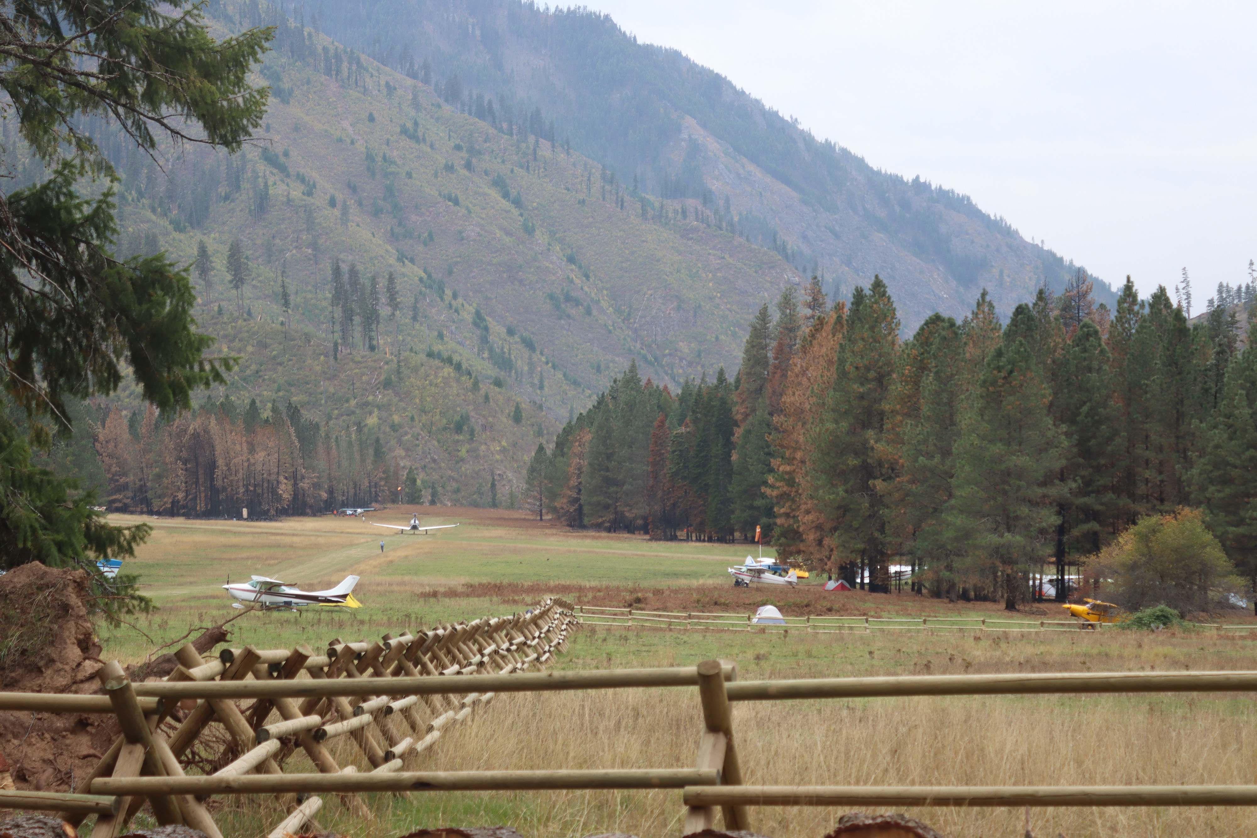 Looking out from Moose Creek Ranger Station, over the airstrip. Photo by John Dowd.