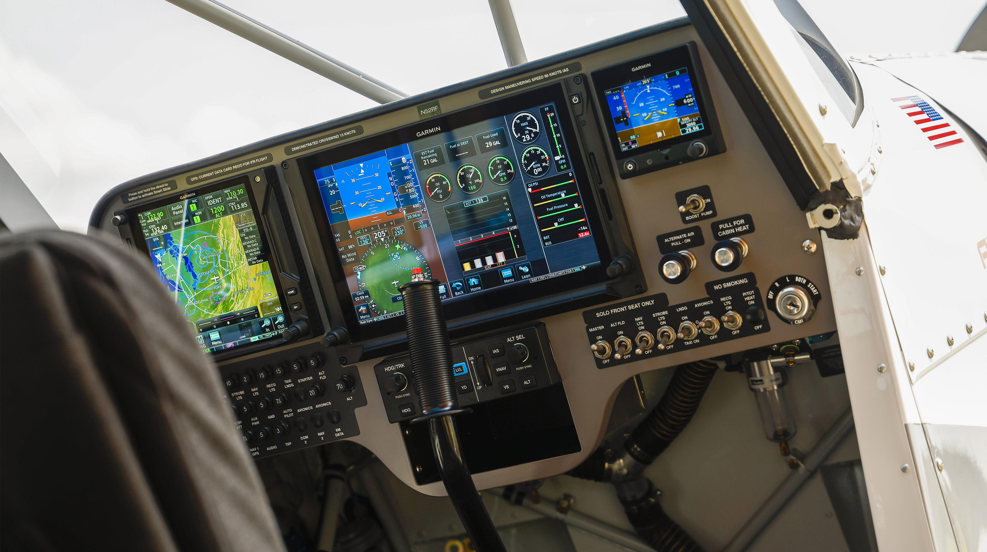 Garmin glass gives the AOPA Sweepstakes Husky IFR capability.  Photo by Chris Rose.