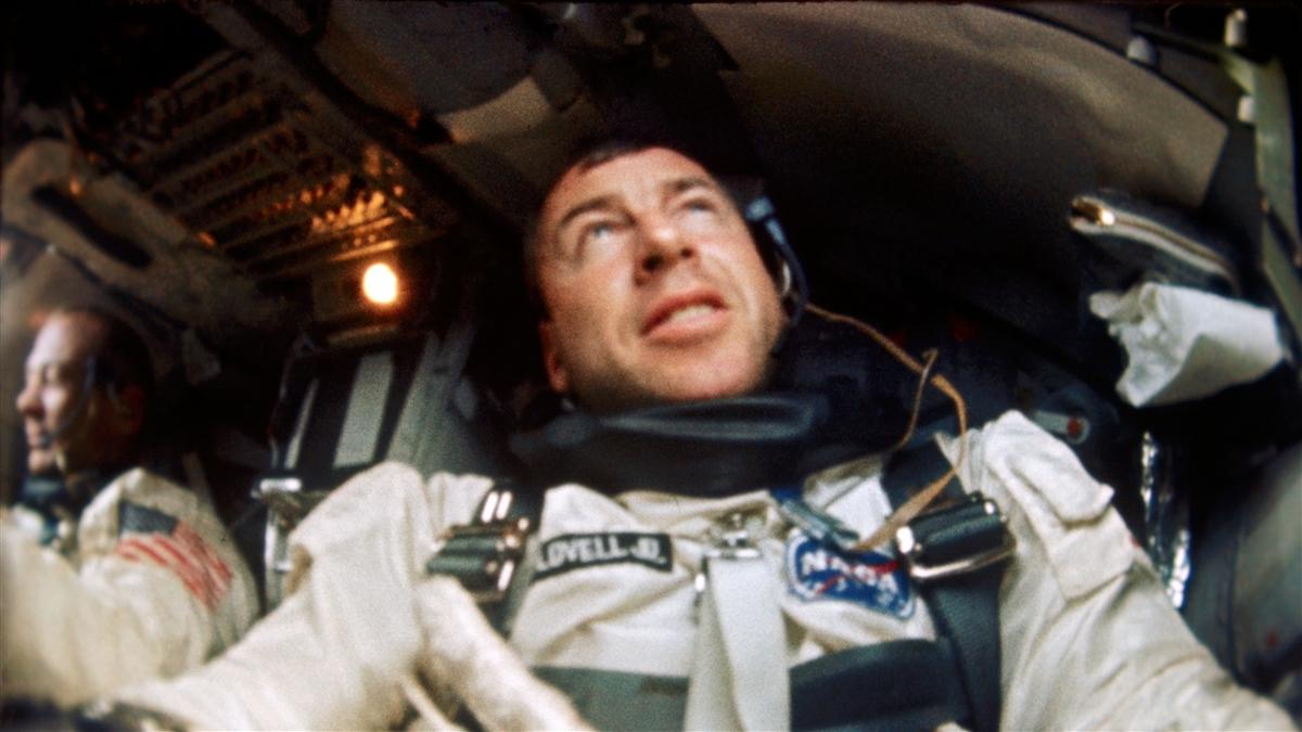 LovellInFlight Lovell is photographed in the Gemini spacecraft during the Gemini 12 mission in 1966. Fellow astronaut and Gemini 12 pilot Edwin “Buzz” Aldrin is visible far left in frame. Photo courtesy of NASA.