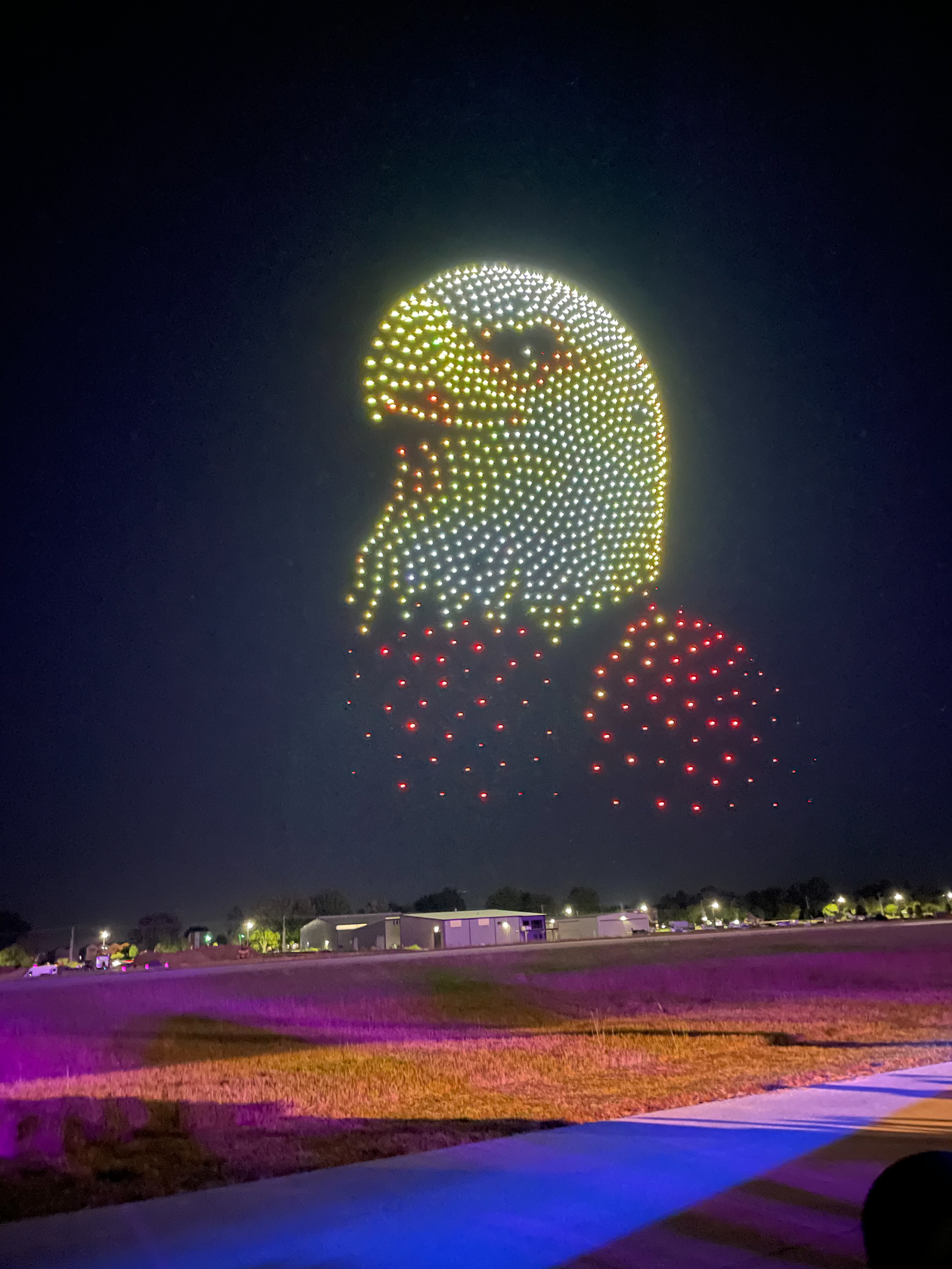 UP.Summit focuses most of its attention on U.S. companies, and its drone show highlighted its patriotism. Photo by Tom Haines.