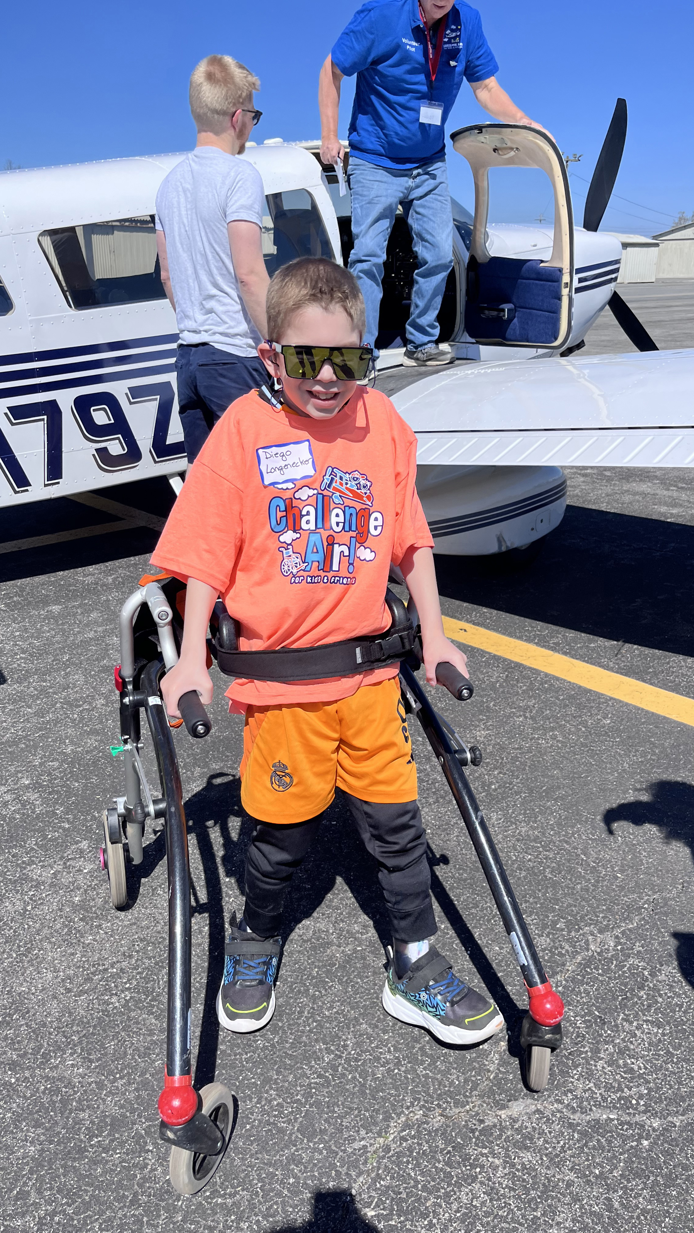 Diego Longenecker leaves the aircraft as a co-pilot. Photo by Sylvia Horne.