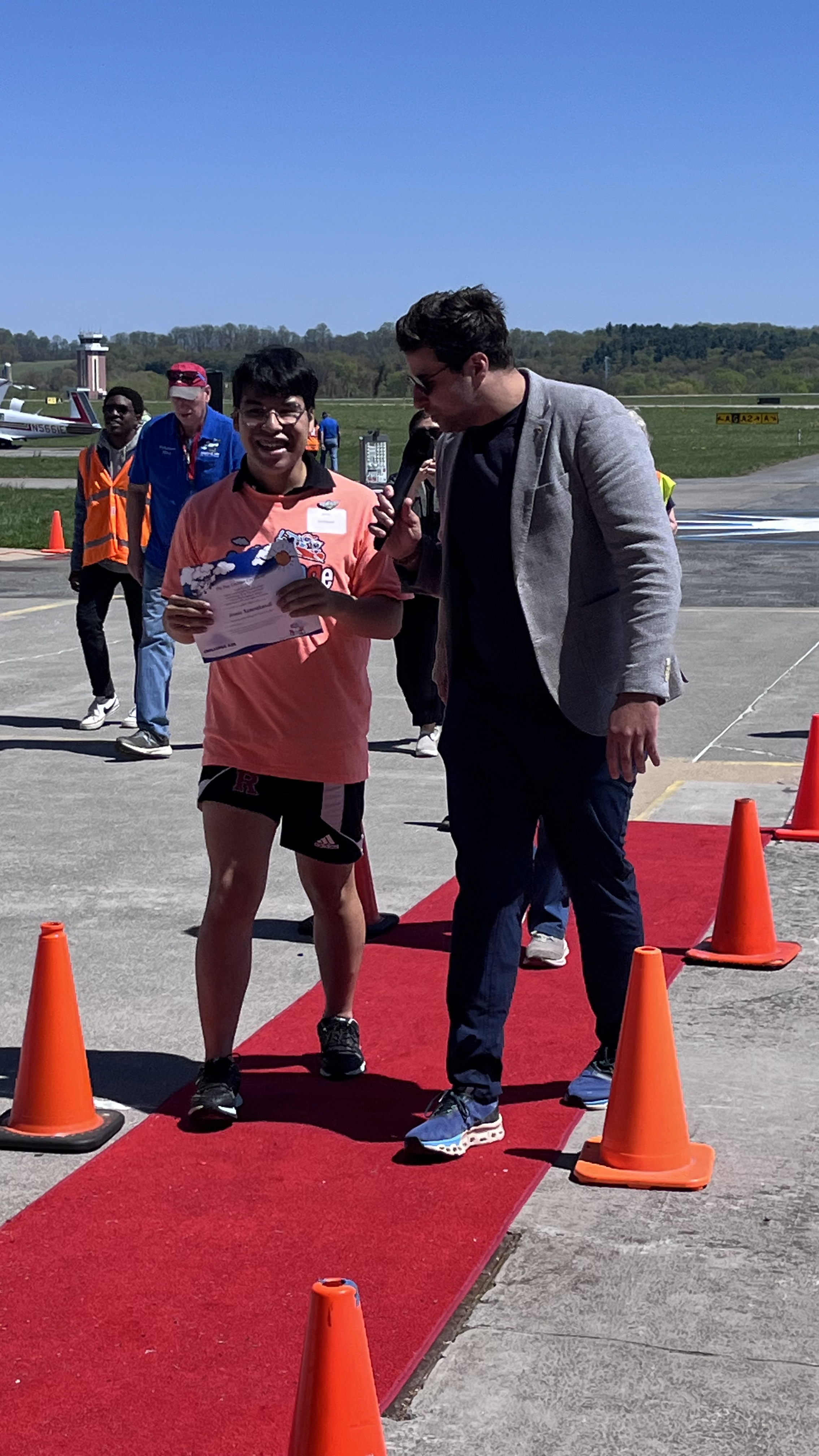 NBC4 Washington’s Joseph Olmo interviews Jonas Samrakandi on the red carpet. Photo by Sylvia Horne. 