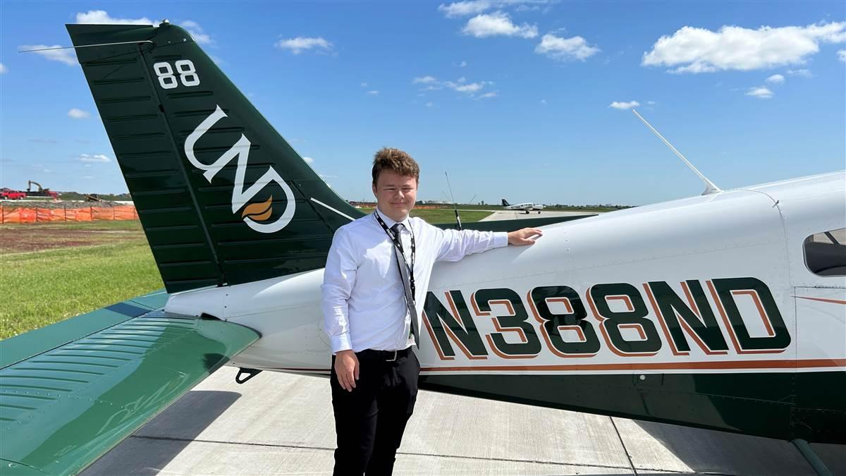 Spencer King, a University of North Dakota aviation student and instrument-rated private pilot, is speaking publicly about his FAA medical deferral in hopes of reducing stigma around mental health in aviation. Photo courtesy of Spencer King.