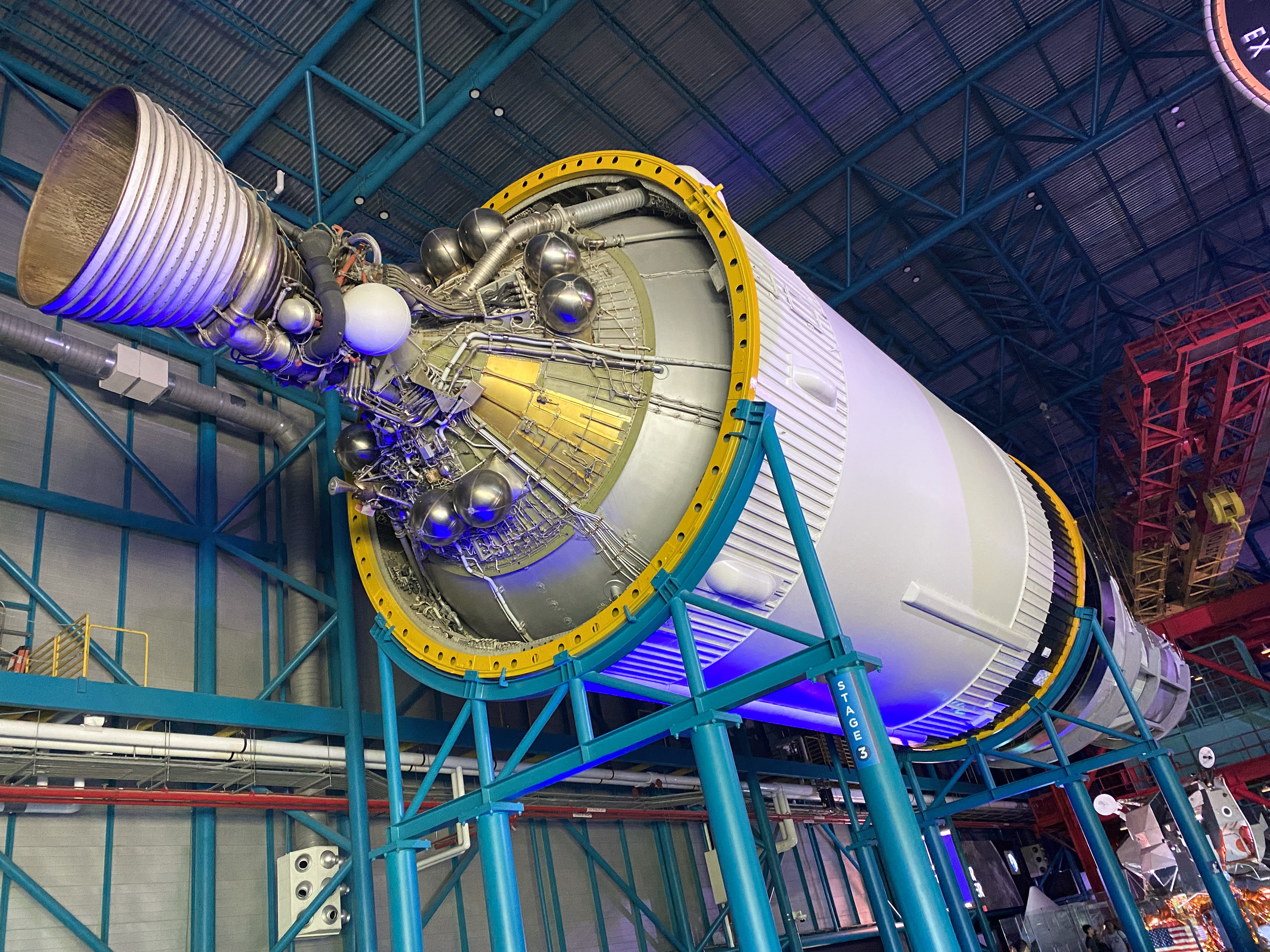 View a massive Saturn V rocket separated by stages while touring the Apollo/Saturn V exhibit. Photo by Alyssa J. Cobb.