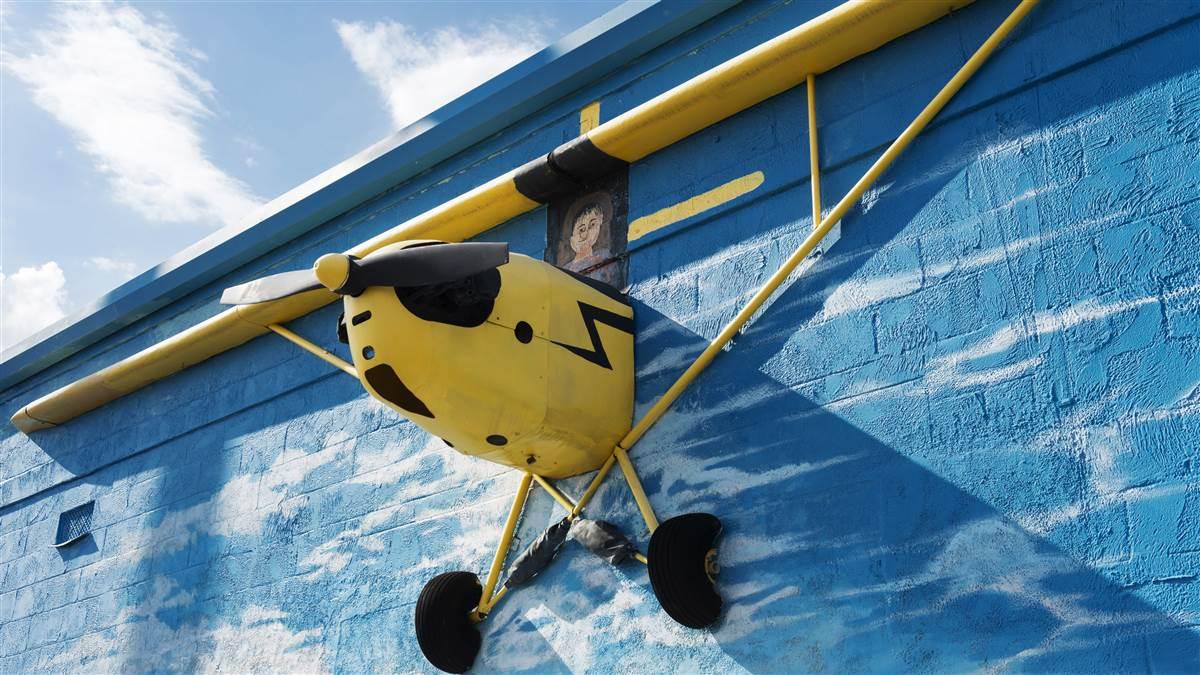 A 3-D mural has become a landmark on the field.